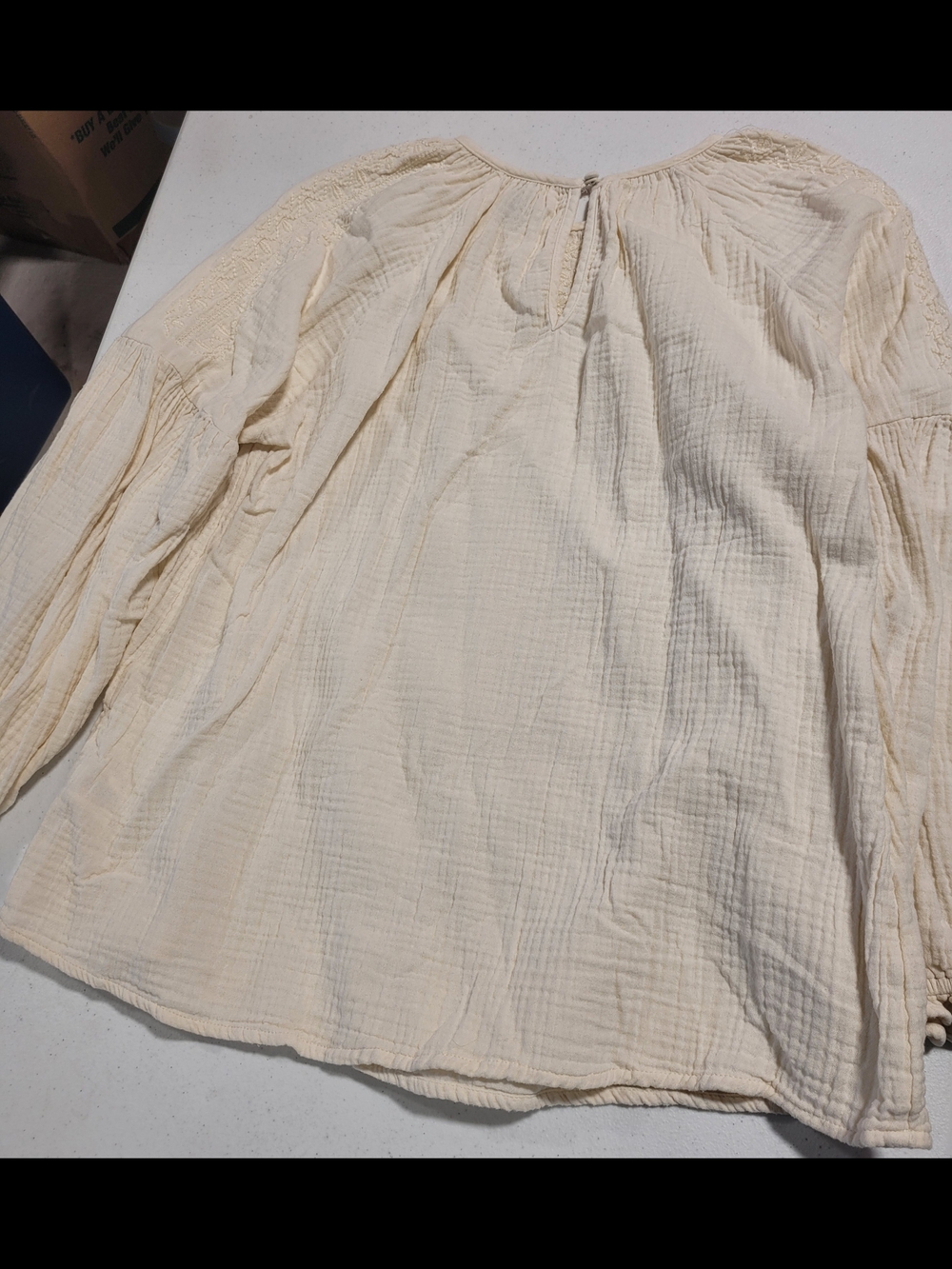 Universal Thread Cream Gauze Peasant Blouse with Balloon Sleeves - Picture 3 of 3